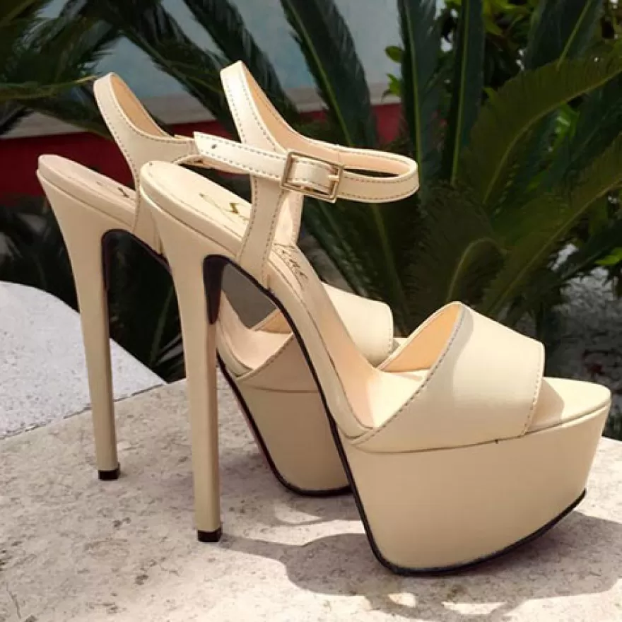 SHARLENE CALZATURE Sandals-Beige Leather Sandal - Code 11417