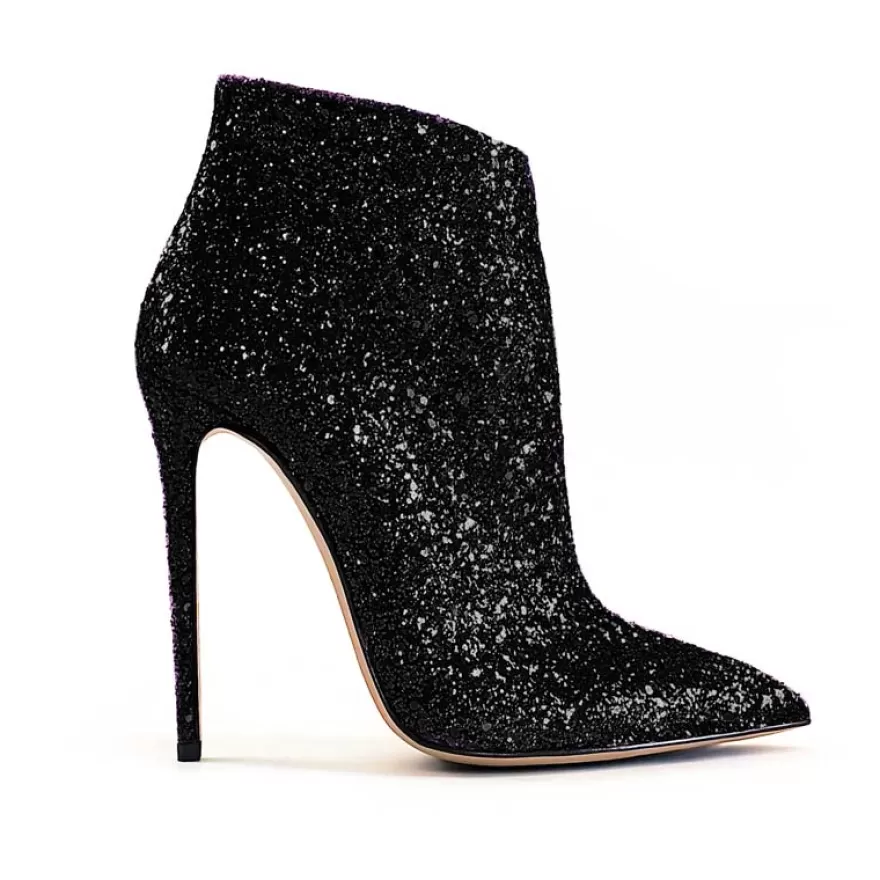 SHARLENE CALZATURE Tronchetti-Black Glitter Ankle Boot - Cod. 36253 Nero