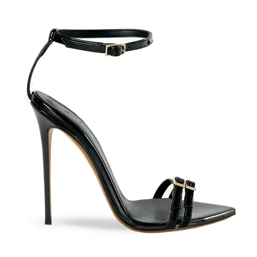 SHARLENE CALZATURE Sandals-Black Patent Leather Sandal - Cod. 29255