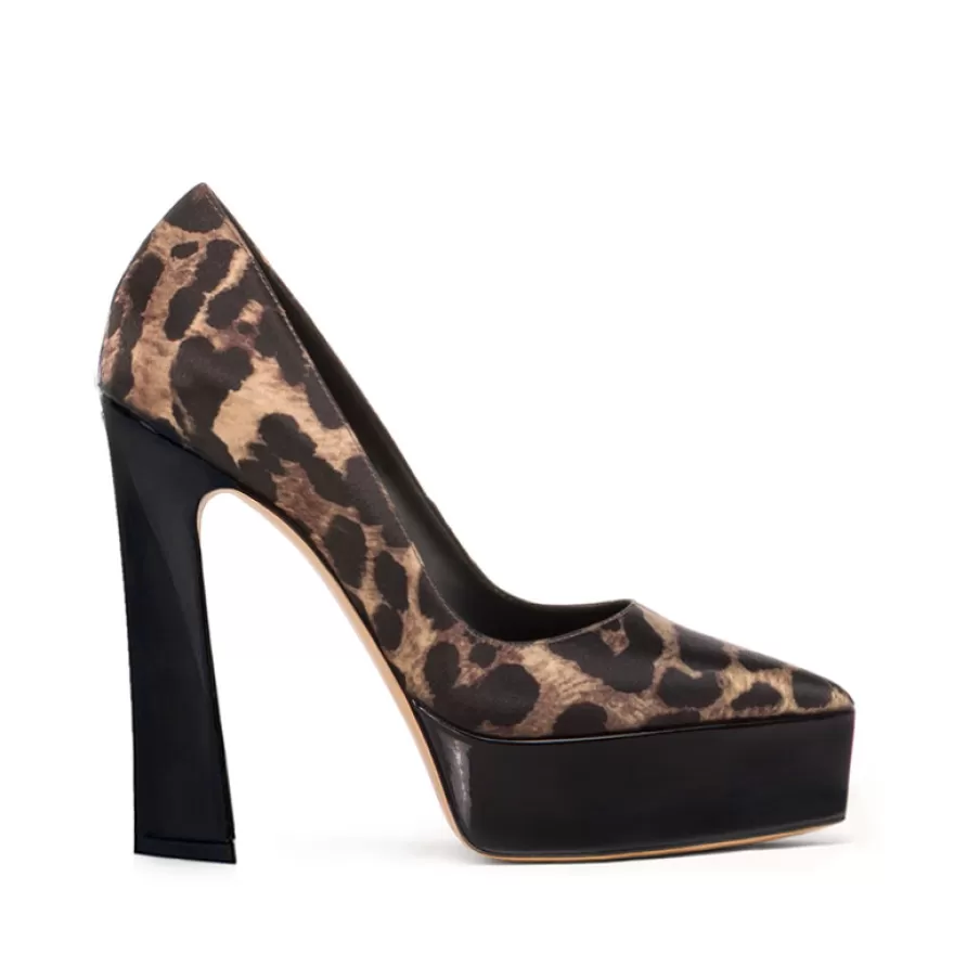 SHARLENE CALZATURE Decollete-Black Patent Leather/Spotted Satin Pumps - Cod. 37847 Maculato-Nero