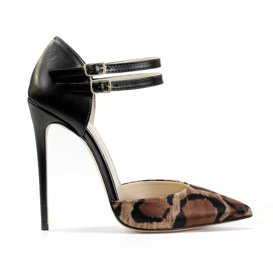 SHARLENE CALZATURE Sandals-Black/ Spotted Leather Sandal - Cod. 29103 Maculato