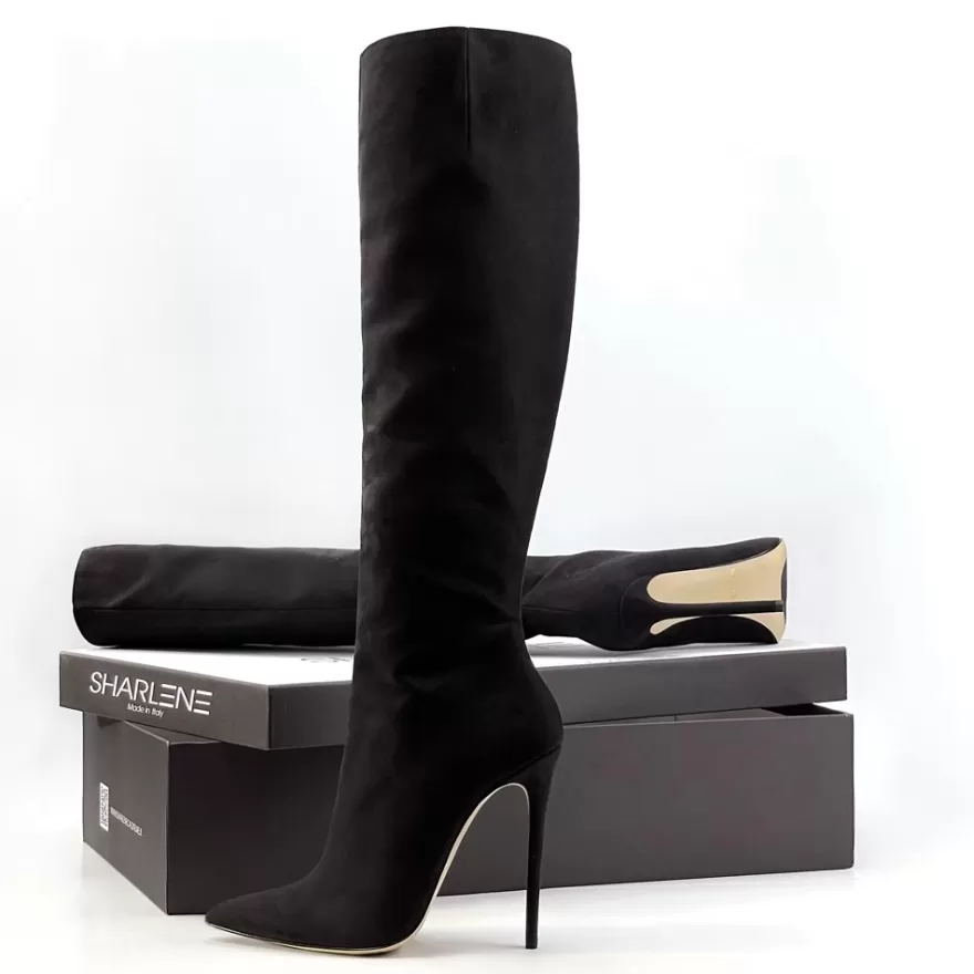 SHARLENE CALZATURE Boots-Black Suede Boot - Cod. 27153