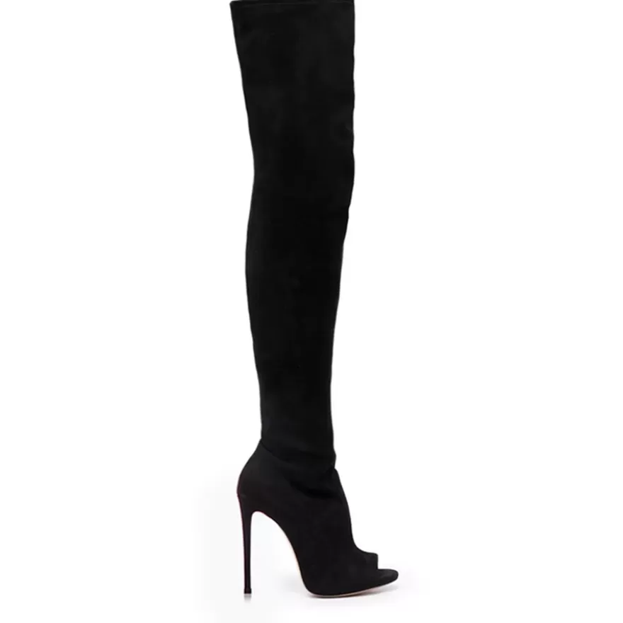 SHARLENE CALZATURE Boots-Black Suede Stretch Boot - Cod. 39757