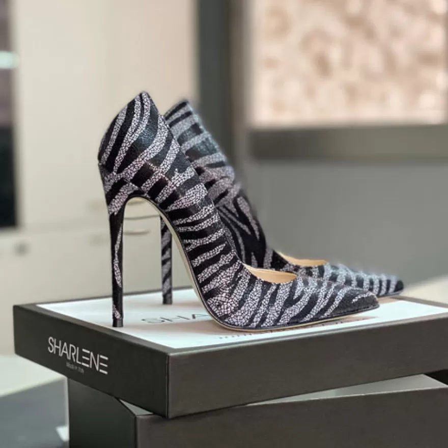 SHARLENE CALZATURE Decollete-Black Zebra Print Pump - Cod. 29635 Nero