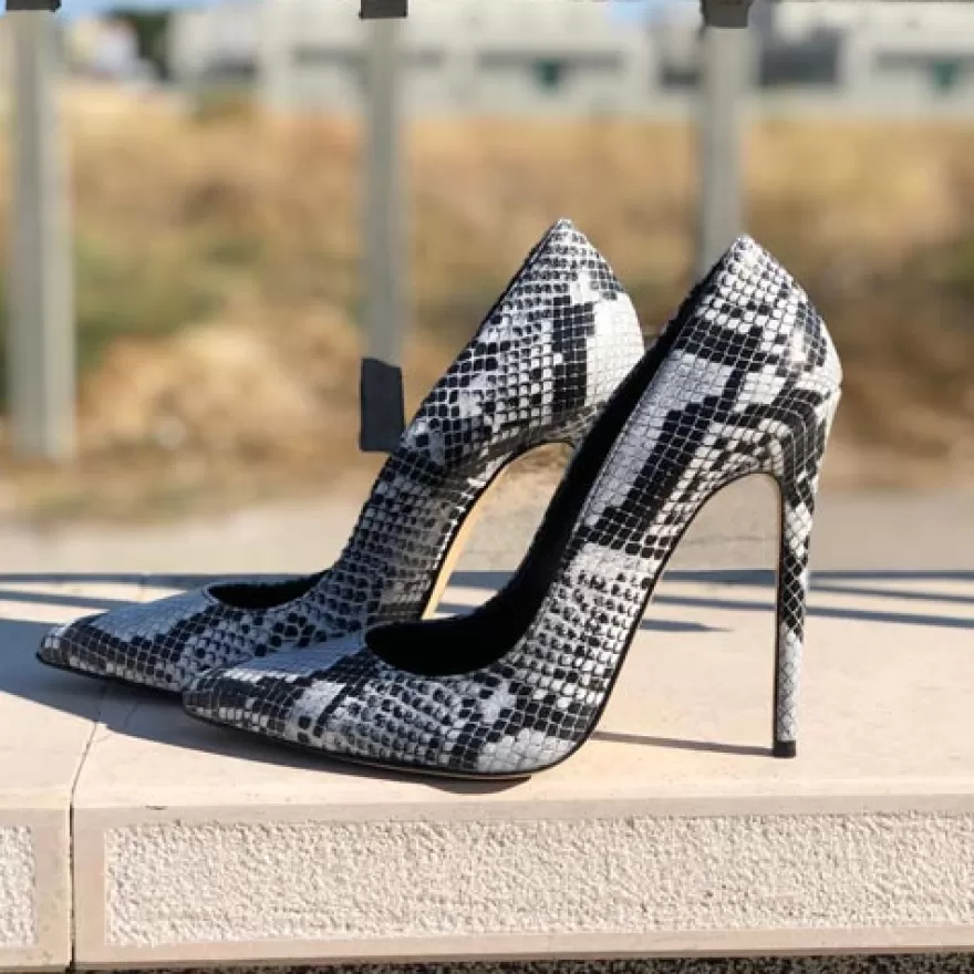 SHARLENE CALZATURE Decollete-Black/White Python Decollete - Cod. 25795 Bianco