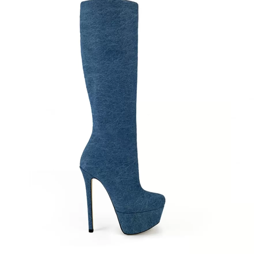 SHARLENE CALZATURE Boots-Blue Denim Boot - Cod. 39806