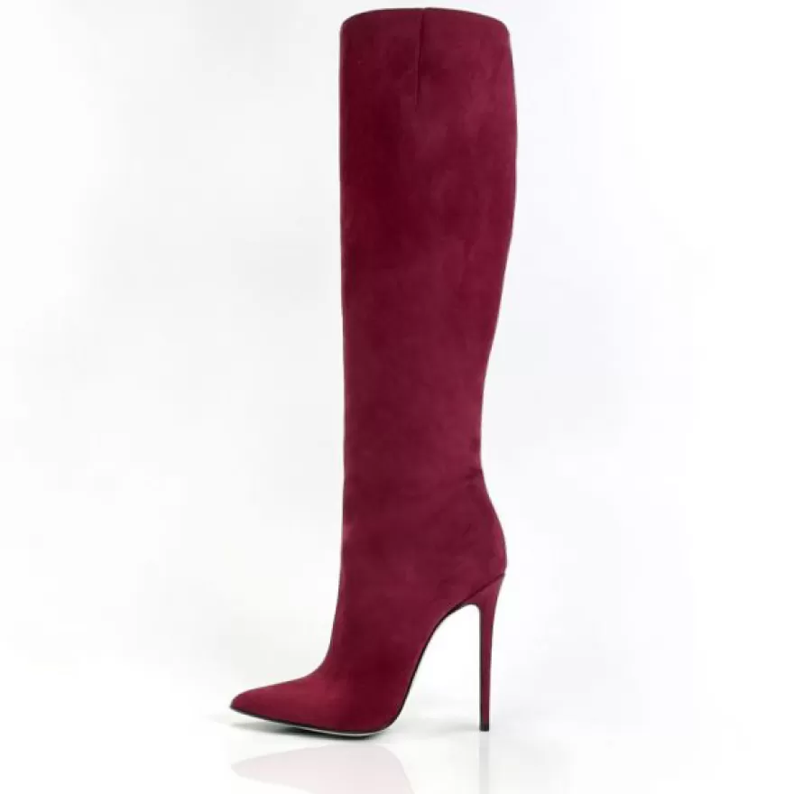 SHARLENE CALZATURE Boots-Burgundy Suede Boot - Cod. 24856