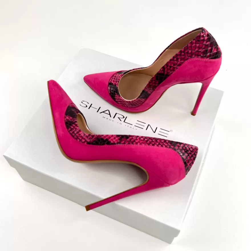 SHARLENE CALZATURE Decollete-Decollete Fuchsia/ Python Suede - Cod. 35507 Fuxia