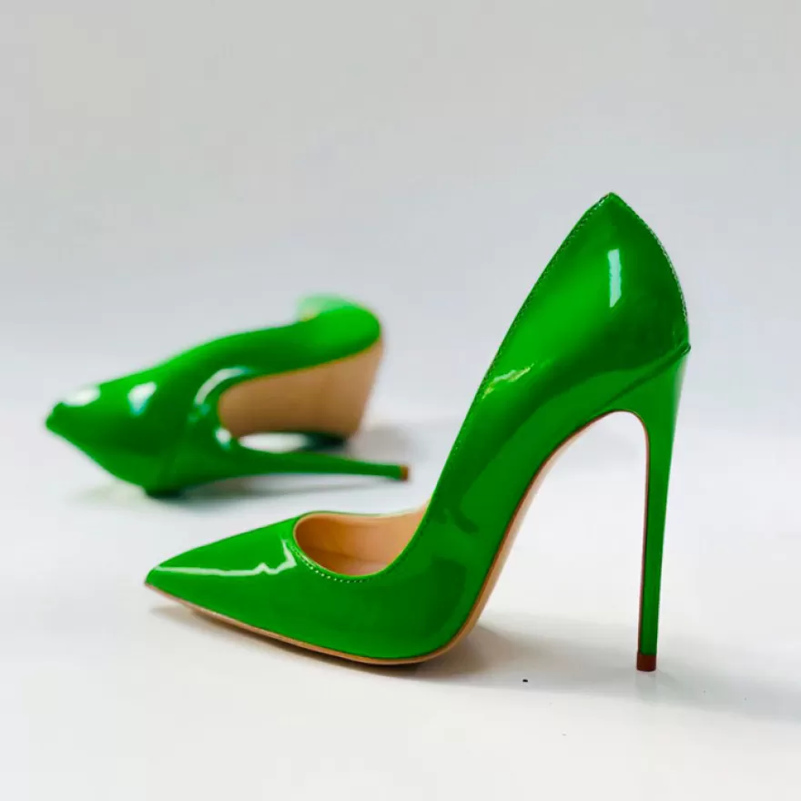 SHARLENE CALZATURE Decollete-Decollete Green Patent Leather - Cod. 29786