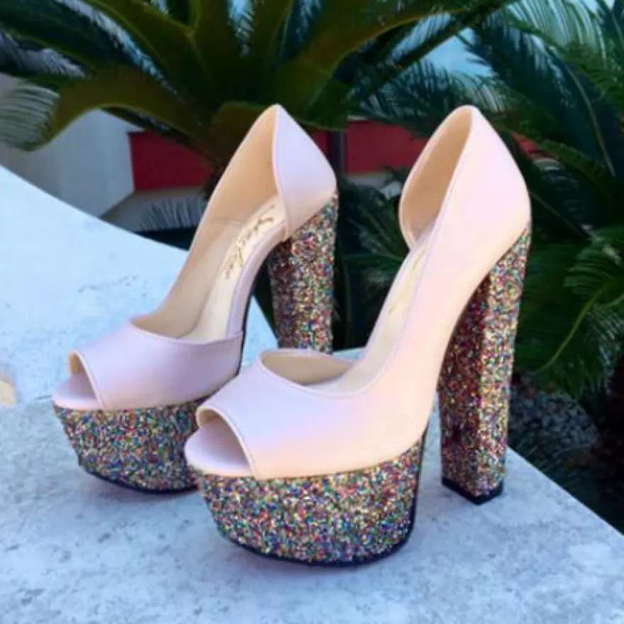 SHARLENE CALZATURE Decollete-Decollete Pyperry Leather/ Multicolor Glitter - Code 16552