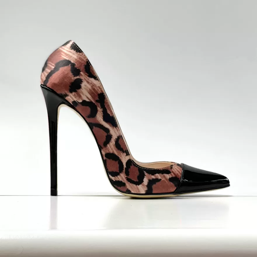 SHARLENE CALZATURE Decollete-Decollete Spotted Satin/ Black Patent Leather - Cod. 24338 Nero