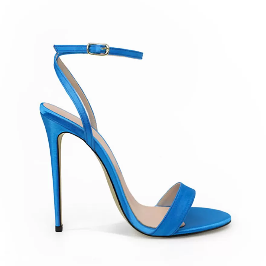 SHARLENE CALZATURE Sandals-E Satin Lace-Up Sandal - Cod. 17949 Blu