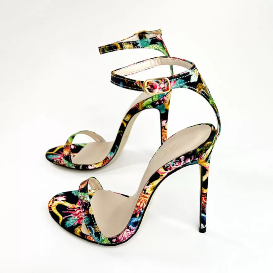 SHARLENE CALZATURE Sandals-Floral Satin Sandal - Cod. 32617 Fiorato