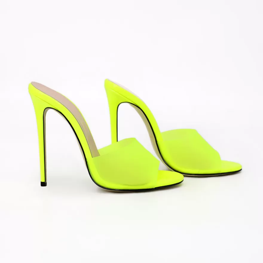 SHARLENE CALZATURE Sandals-Fluorescent Yellow Patent Leather/Vinyl Sandal - Cod. 17799