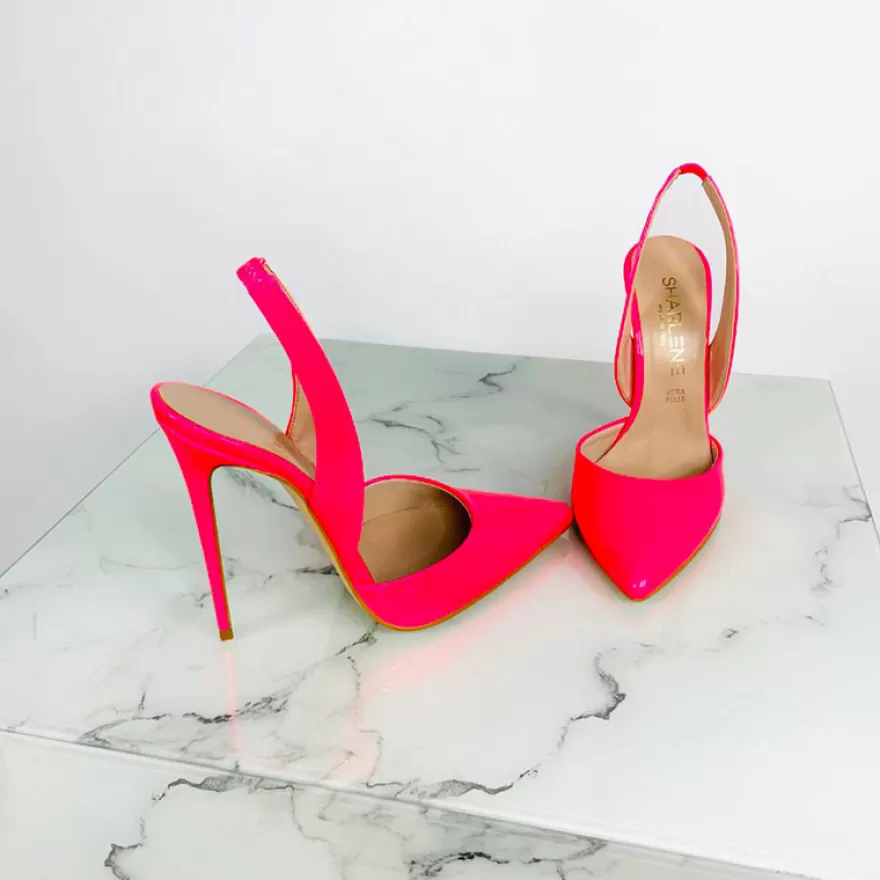 SHARLENE CALZATURE Sandals-Fuchsia Fluo Patent Leather Sandal - Cod. 21260 Fuxia