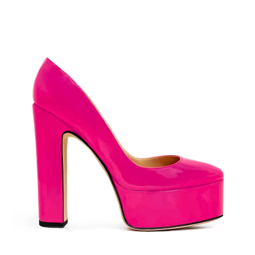 SHARLENE CALZATURE Decollete-Fuchsia Patent Leather Pumps - Cod. 38844 Fuxia