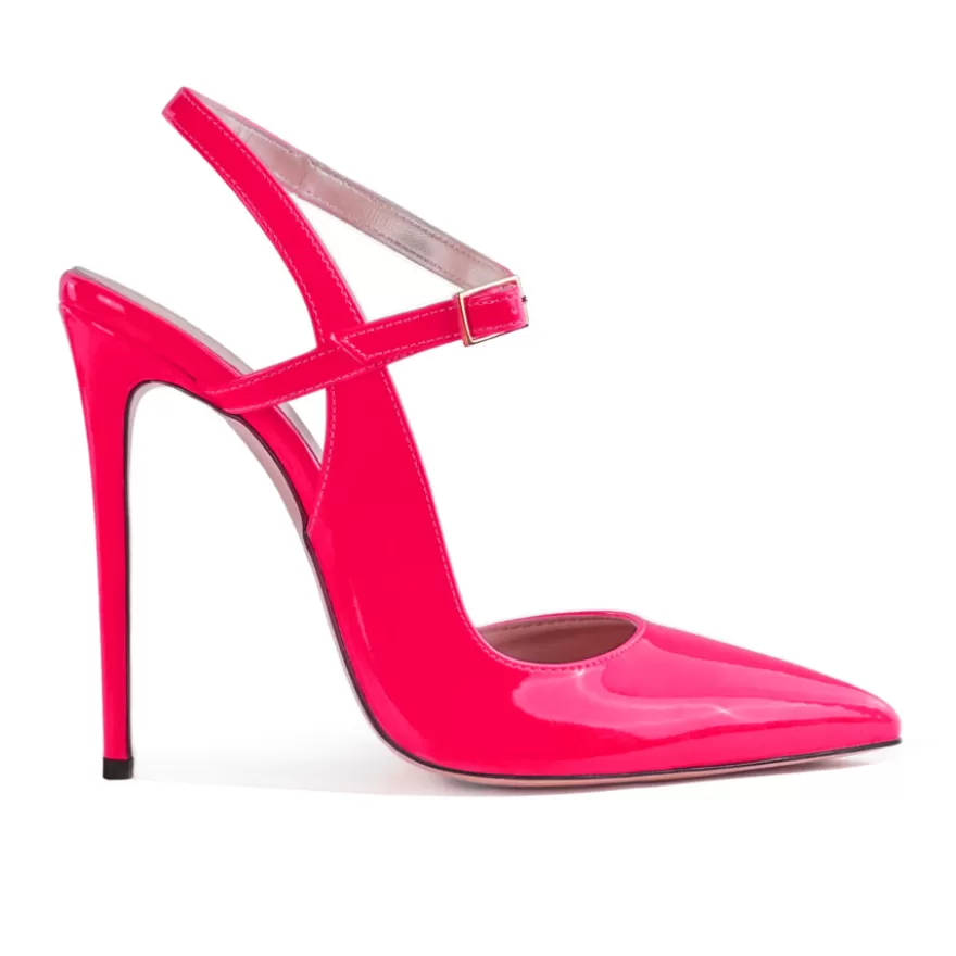 SHARLENE CALZATURE Sandals-Fuchsia Patent Leather Pumps - Cod. 16160 Fluo