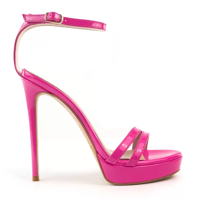 SHARLENE CALZATURE Sandals-Fuchsia Patent Leather Sandal - Cod. 41577 Fuxia