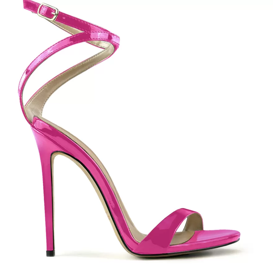 SHARLENE CALZATURE Sandals-Fuchsia Patent Leather Slingback Sandal - Cod. 41497 Fuxia