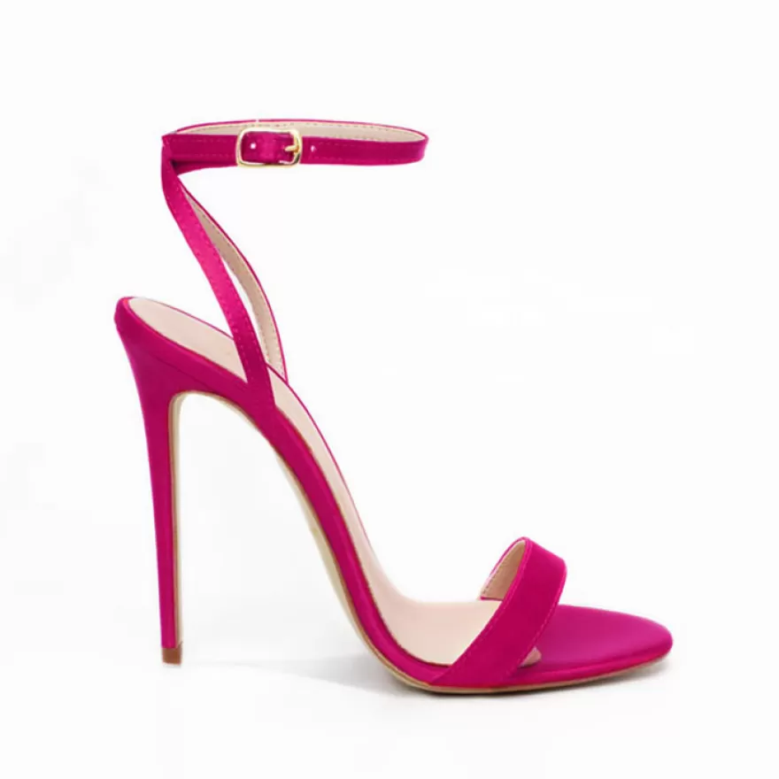 SHARLENE CALZATURE Sandals-Fuchsia Satin Lace-Up Sandal - Cod. 32691 Fuxia