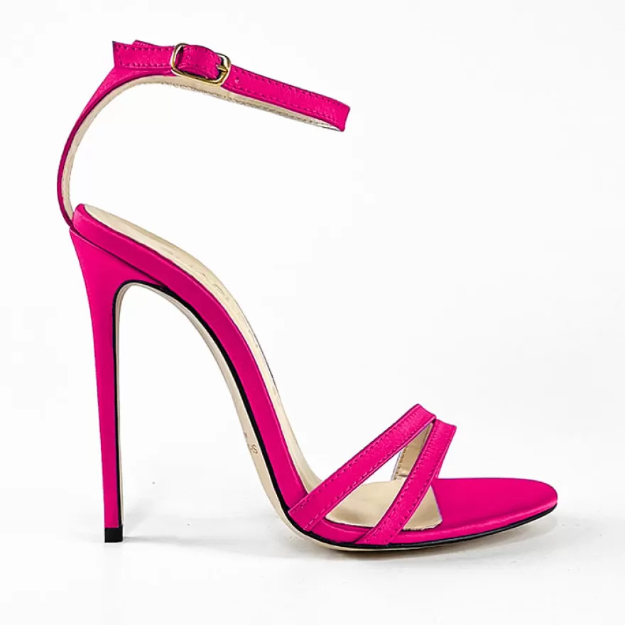 SHARLENE CALZATURE Sandals-Fuchsia Satin Sandal - Cod. 32965 Fuxia