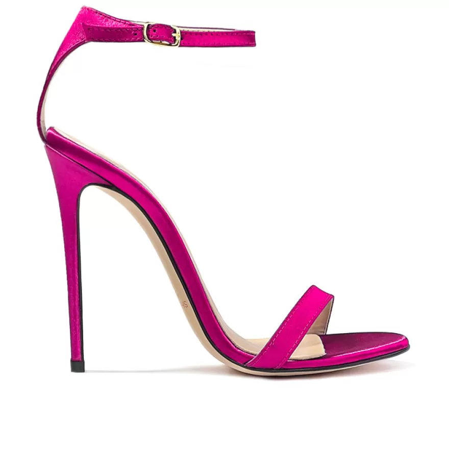 SHARLENE CALZATURE Sandals-Fuchsia Satin Sandal - Cod. 32883 Fuxia