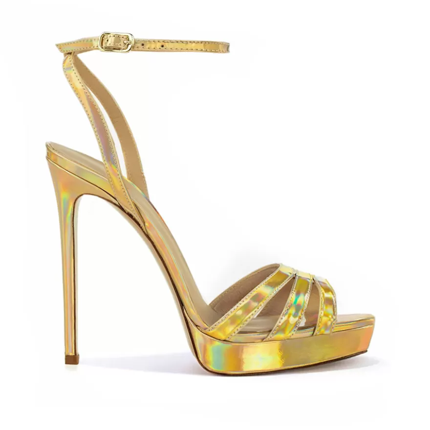 SHARLENE CALZATURE Sandals-Gold Iridescent Patent Leather Sandal - Cod. 42129 Oro