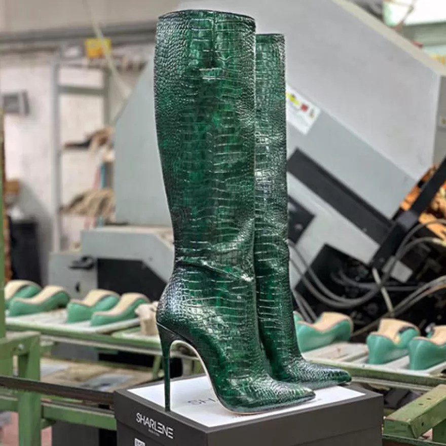 SHARLENE CALZATURE Boots-Green Clouded Coconut Patent Leather Boot - Cod. 30176