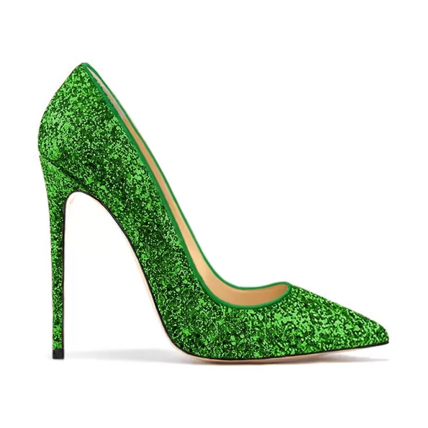 SHARLENE CALZATURE Decollete-Green Glitter Decollete - Cod. 29234 Verde