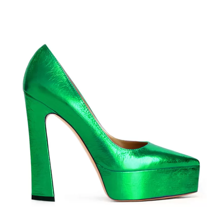 SHARLENE CALZATURE Decollete-Green Laminated Decollete - Cod. 37889 Verde