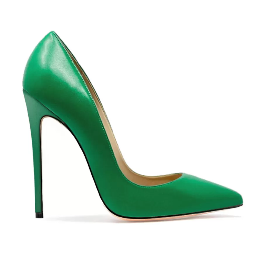 SHARLENE CALZATURE Decollete-Green Leather Decollete - Cod. 40438 Verde