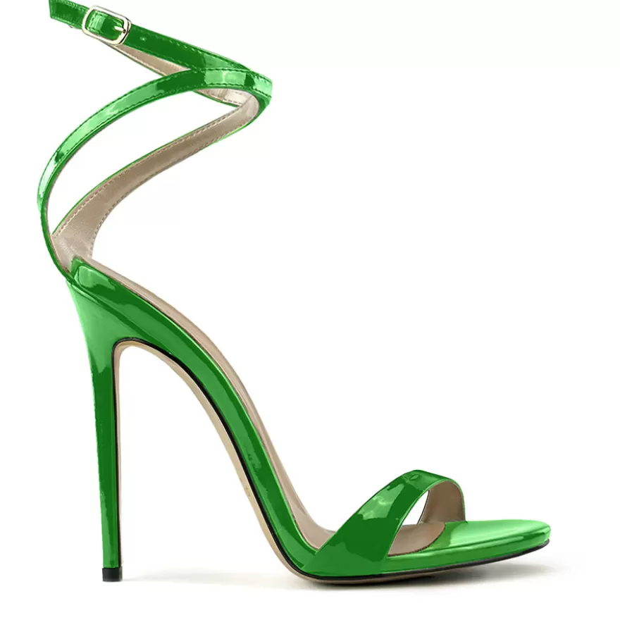 SHARLENE CALZATURE Sandals-Green Patent Leather Slingback Sandal - Cod. 41433 Verde