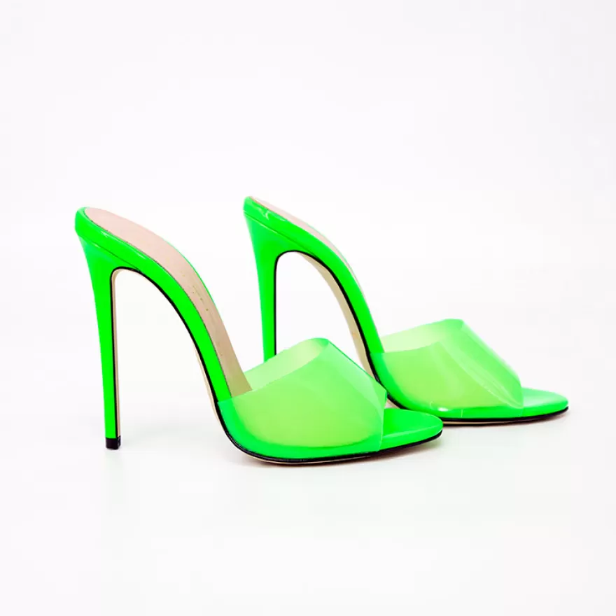 SHARLENE CALZATURE Sandals-Green Patent Leather/Vinyl Sandal - Cod. 17913