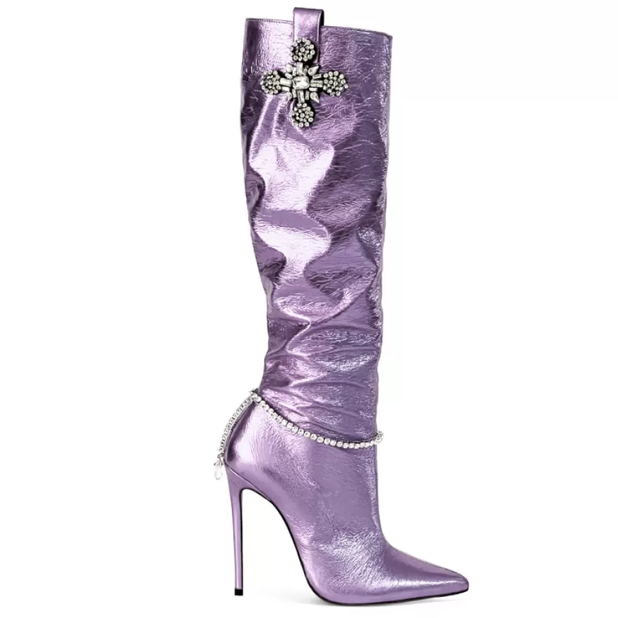 SHARLENE CALZATURE Boots-Laminated Wisteria/ Jewel Boot - Cod. 35994 Glicine