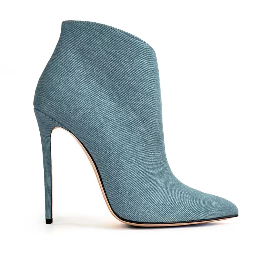 SHARLENE CALZATURE Tronchetti-Light Blue Denim Ankle Boots - Cod. 39560 Jeans Chiaro