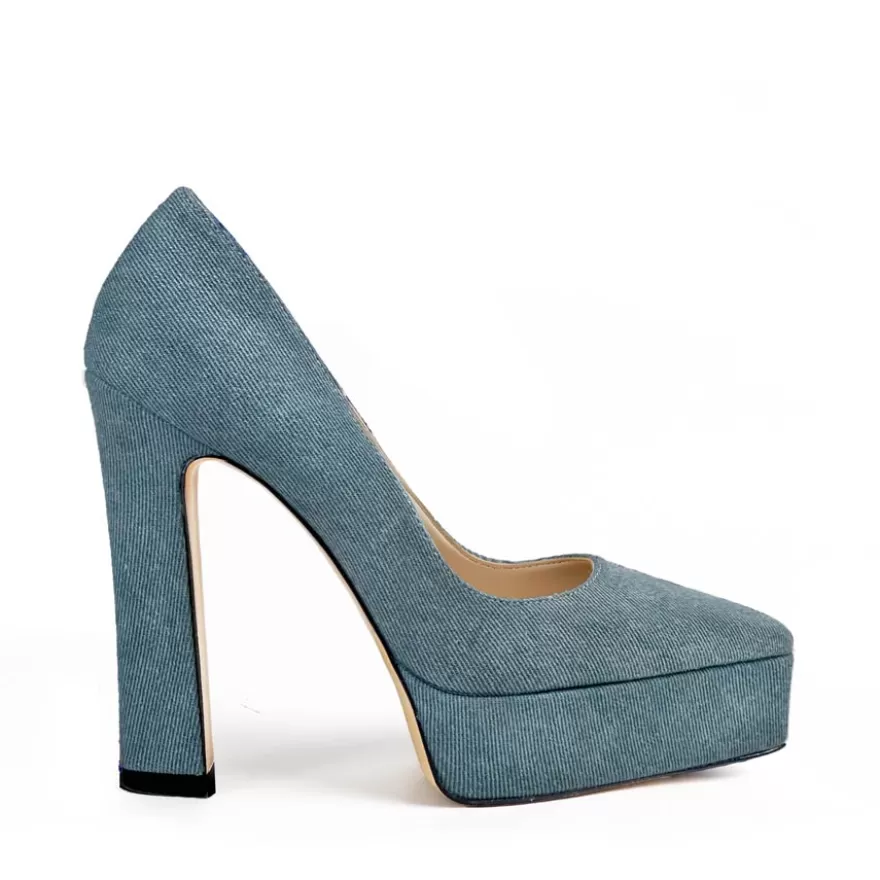 SHARLENE CALZATURE Decollete-Light Blue Denim Pumps - Cod. 39802