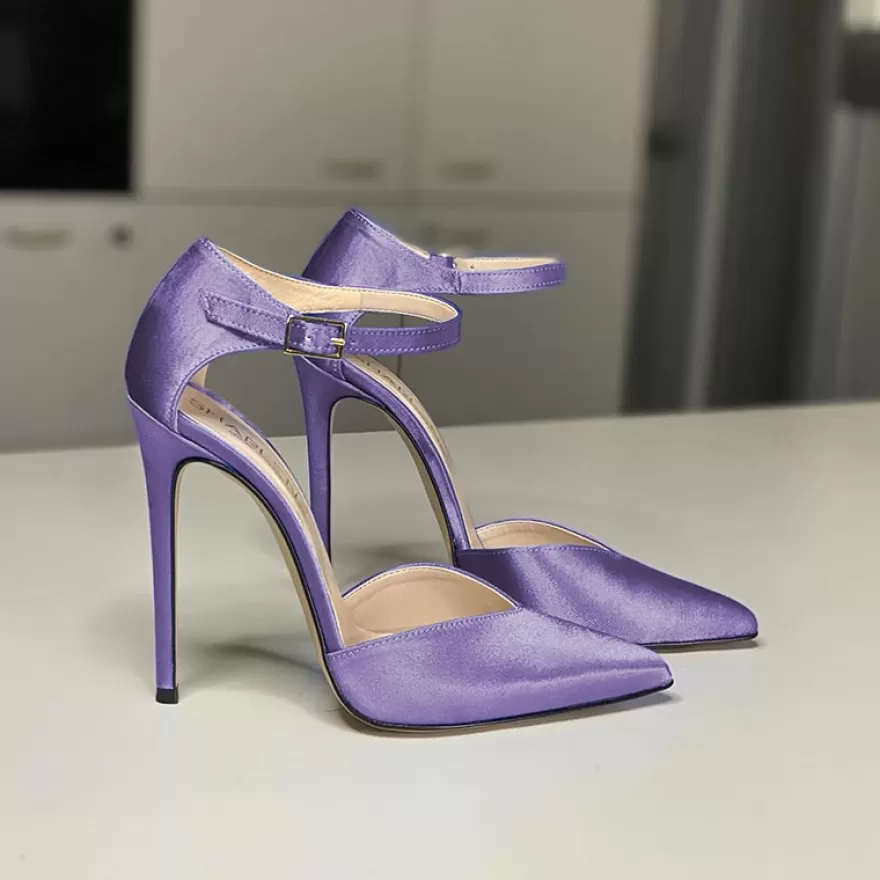 SHARLENE CALZATURE Sandals-Lilac Satin Sandal - Cod. 15857 Lilla