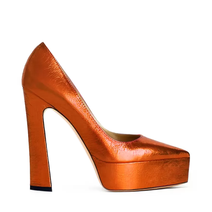 SHARLENE CALZATURE Decollete-Orange Laminated Decollete - Cod. 37912 Arancio