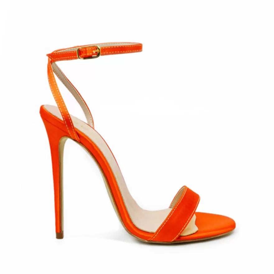 SHARLENE CALZATURE Sandals-Orange Satin Lace-Up Sandal - Cod. 18069 Arancio