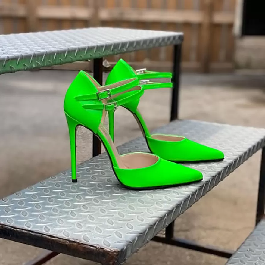 SHARLENE CALZATURE Sandals-Patent Leather Sandal In Neon Green - Cod. 28594 Verde Fluo