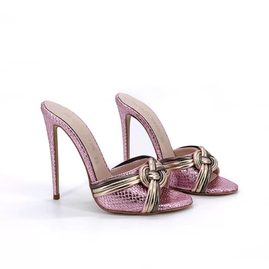 SHARLENE CALZATURE Sandals-Pink Coconut Sabot/ Laminate - Cod. 22348 Rosa