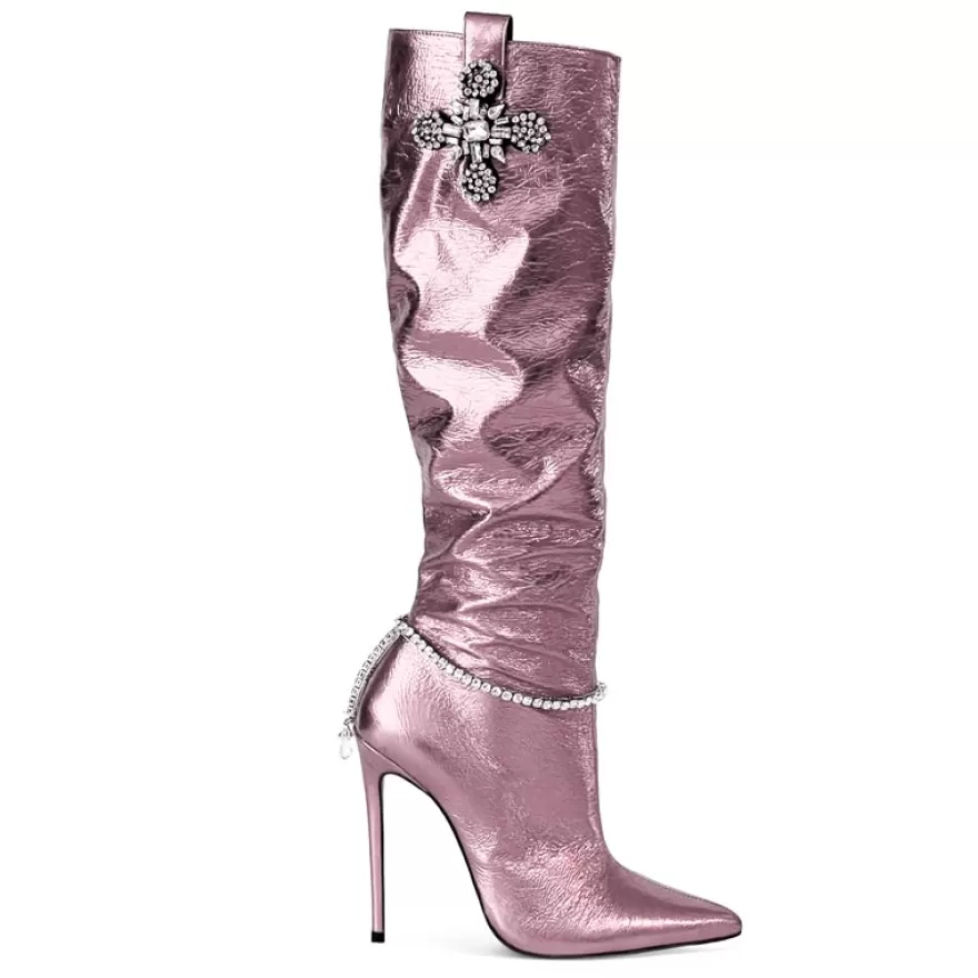 SHARLENE CALZATURE Boots-Pink/ Jewel Laminated Boot - Cod. 36003 Rosa