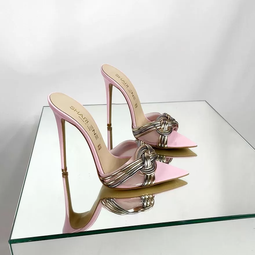 SHARLENE CALZATURE Sandals-Pink Patent Leather/ Laminated Sandal - Cod. 19940