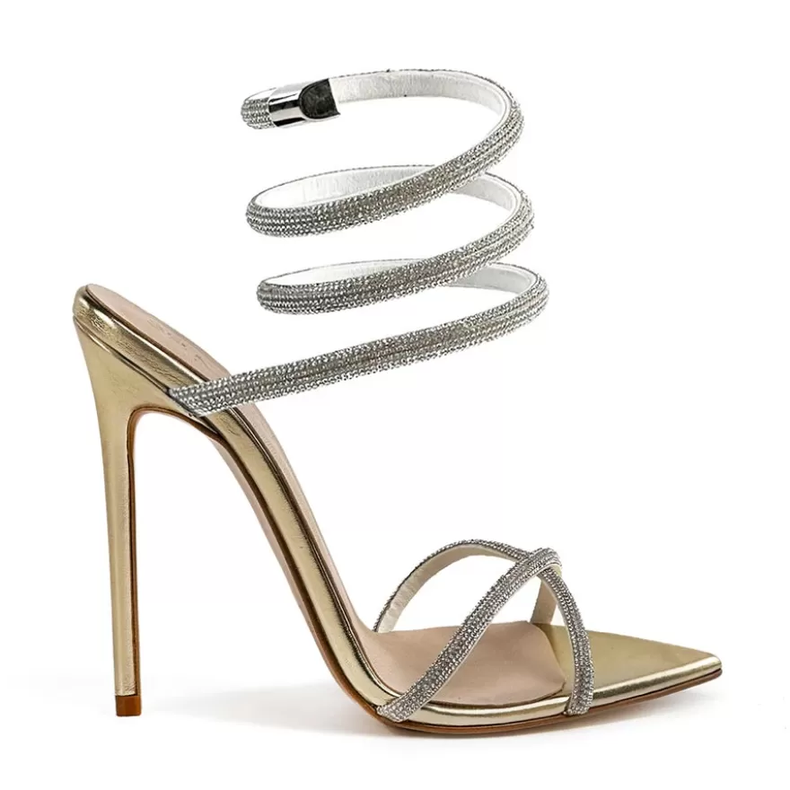 SHARLENE CALZATURE Sandals-Platinum/Spiral Leather Sandal - Code 40805