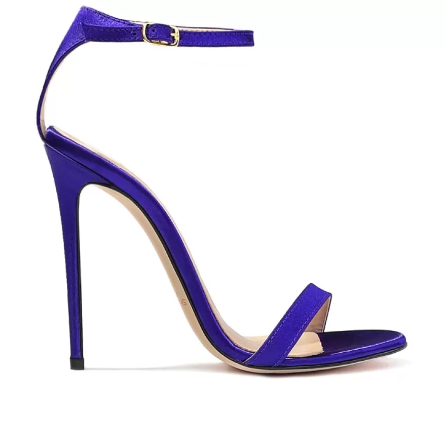 SHARLENE CALZATURE Sandals-Purple Satin Sandal - Cod. 32870 Viola