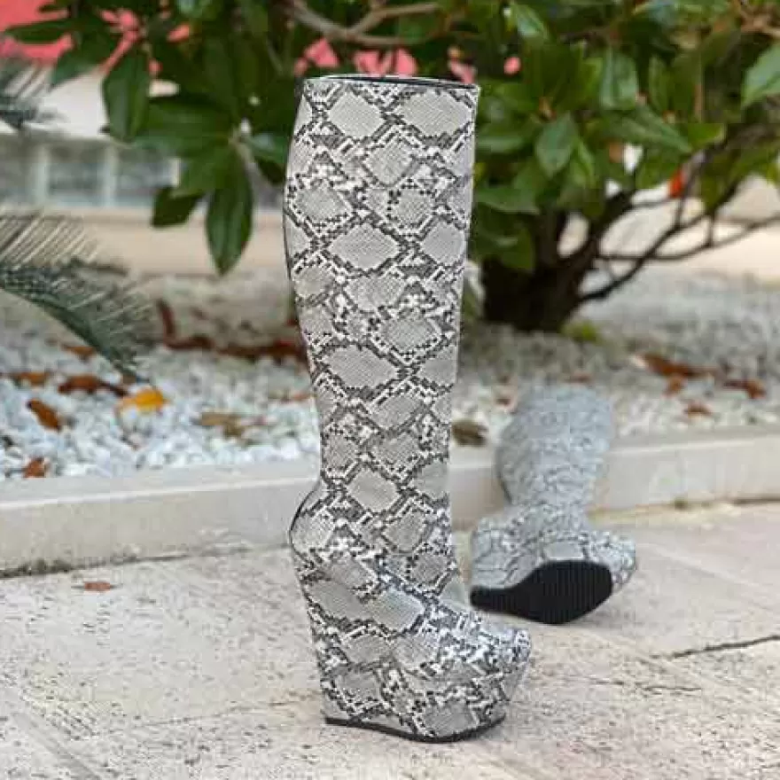 SHARLENE CALZATURE Boots-Pythonate Grigio Boot - Code 26333