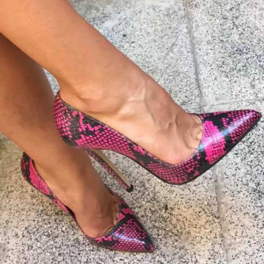 SHARLENE CALZATURE Decollete-Pythonate Pumps - Cod. 20601 Fuxia