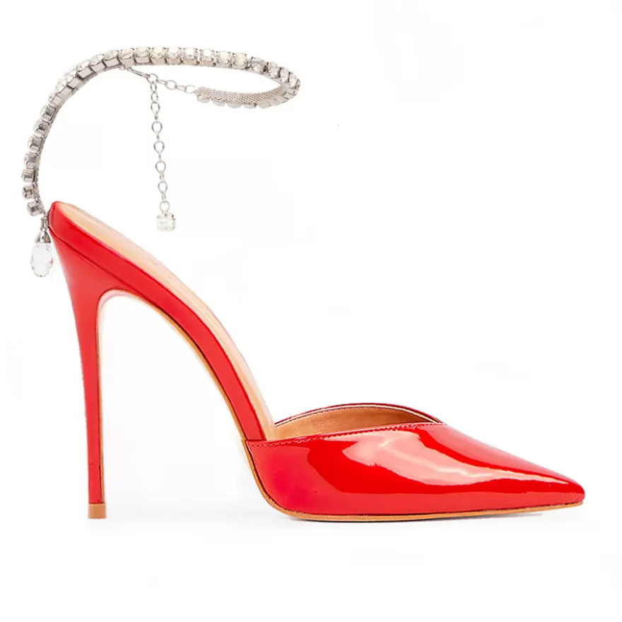 SHARLENE CALZATURE Sandals-Red Patent Leather/ Jewel Sandal - Cod. 38522 Rosso