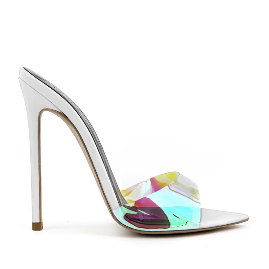 SHARLENE CALZATURE Sandals-Sabot Pelle Bianca/ Glass– Cod. 40970 Bianco