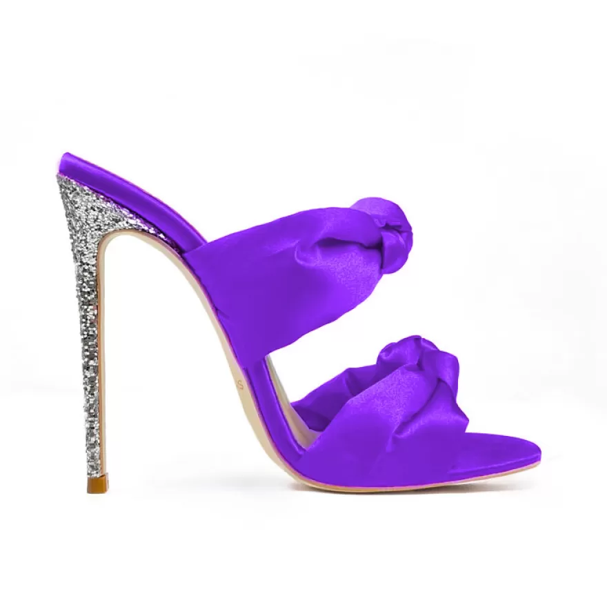 SHARLENE CALZATURE Sandals-Satin Glycine/ Glitter Knot Sandal - Cod. 30363 Glicine